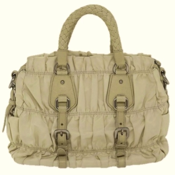 PRADA Beige Nylon 2way Handbag, Authentic. EUC - Picture 3 of 15